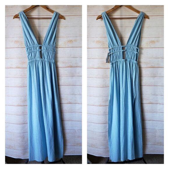 L*space Kira Cotton Coverup Maxi Cutout Dress in Sky Blue - Picture 1 of 12